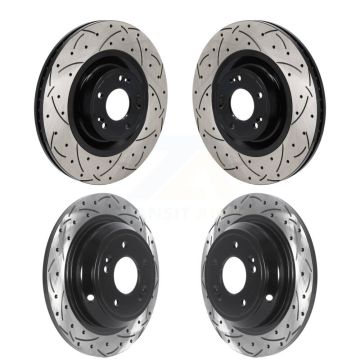 Front Rear Coated Drilled Slotted Disc Brake Rotors Kit For Hyundai Genesis G80 5.0L KD-100650
