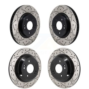 Front Rear Coated Drilled Slotted Disc Brake Rotors Kit For Genesis G70 Kia Stinger KD-100651