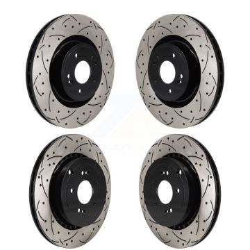 Front Rear Coated Drilled Slotted Disc Brake Rotors Kit For Kia Stinger Genesis G70 KD-100652