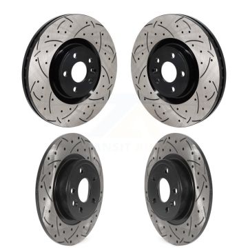 Front Rear Drilled Slot Brake Rotors Kit For Jaguar E-Pace With 349mm Diameter Rotor KD-100659