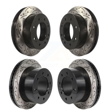 Front Rear Drill Slot Brake Rotor Kit For 2011-2019 GMC Sierra 3500 HD Chevrolet Silverado KD-100665