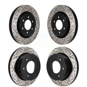 Front Rear Coated Drilled Slotted Disc Brake Rotors Kit For 2022-2024 Ford Bronco 3.0L KD-100668