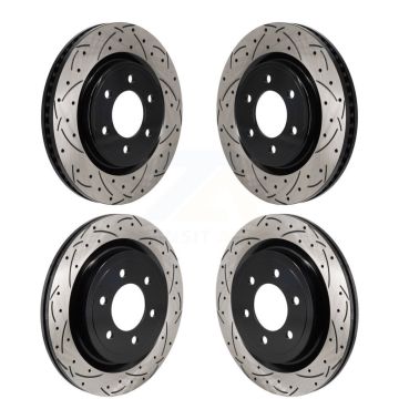 Front Rear Coated Drilled Slotted Disc Brake Rotors Kit For Ford F-150 KD-100669