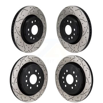 Front Rear Coated Drilled Slotted Disc Brake Rotors Kit For Ram 1500 Jeep Wagoneer Grand L KD-100671