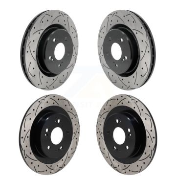 Front Rear Coated Drilled Slotted Disc Brake Rotors Kit For 2021-2023 Acura TLX 2.0L KD-100673