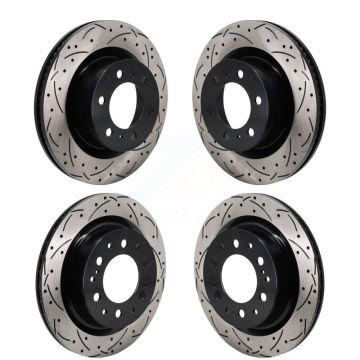 Front Rear Coated Drilled Slot Disc Brake Rotors Kit For Toyota Tundra Sequoia Lexus LX600 KD-100674