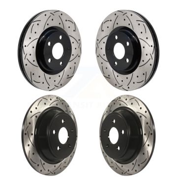 Front Rear Coated Drilled Slotted Disc Brake Rotors Kit For 2017-2020 Lincoln MKZ 2.0L KD-100678