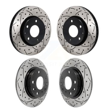 Front Rear Coated Drilled Slotted Disc Brake Rotors Kit For Mazda 3 Sport FWD KD-100679