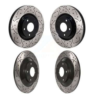 Front Rear Coated Drilled Slot Disc Brake Rotors Kit For 2019-2023 Mazda CX-5 Turbocharged KD-100681