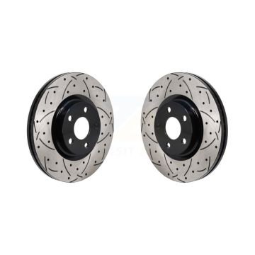 Front Coated Drilled Slotted Disc Brake Rotors Pair For 2017-2020 Lincoln MKZ 2.0L KD-100687