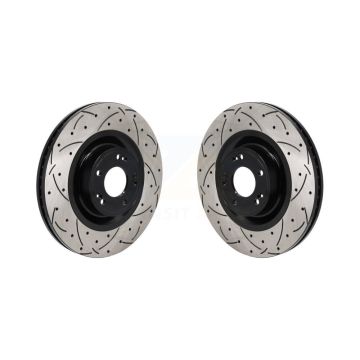 Front Coated Drilled Slotted Disc Brake Rotors Pair For Hyundai Genesis Equus G80 Kia K900 KD-100688