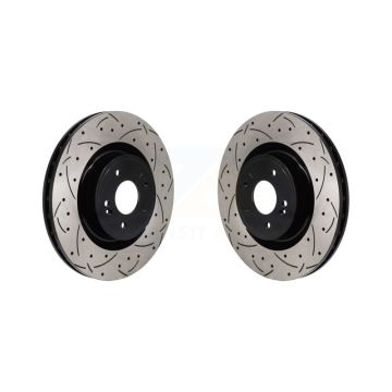 Front Coated Drilled Slotted Disc Brake Rotors Pair For Genesis G70 Kia Stinger KD-100691