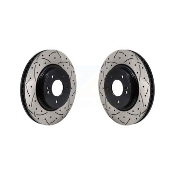 Front Coated Drilled Slotted Disc Brake Rotors Pair For Genesis G70 Kia Stinger KD-100692