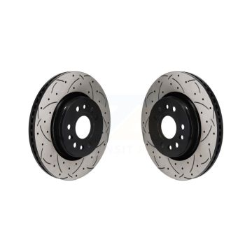 Front Coated Drilled Slotted Disc Brake Rotors Pair For Ram 1500 Jeep Wagoneer Grand L KD-100698