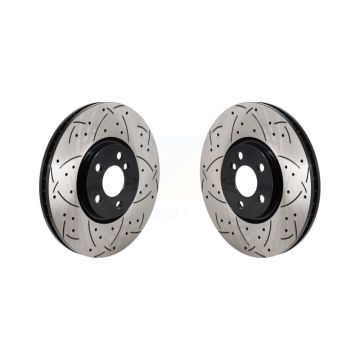 Front Coated Drilled Slotted Disc Brake Rotors Pair For Mini Cooper Countryman Clubman KD-100699