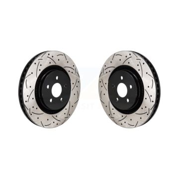 Front Drilled Slot Brake Rotor Pair For 2019-2024 Ford Edge 2.7L With Red Painted Calipers KD-100700