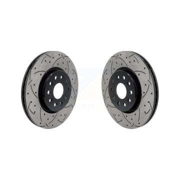 Front Coated Drilled Slotted Disc Brake Rotors Pair For Jeep Grand Cherokee L KD-100703