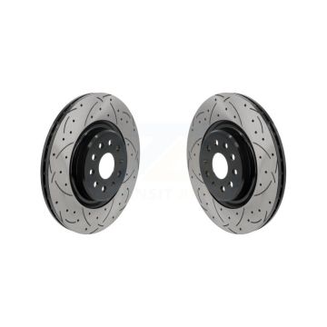 Front Coated Drilled Slotted Disc Brake Rotors Pair For 2022-2023 Jeep Grand Cherokee L KD-100704