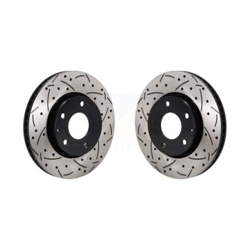 Front Coated Drilled Slotted Disc Brake Rotors Pair For Mazda 3 Sport FWD KD-100705