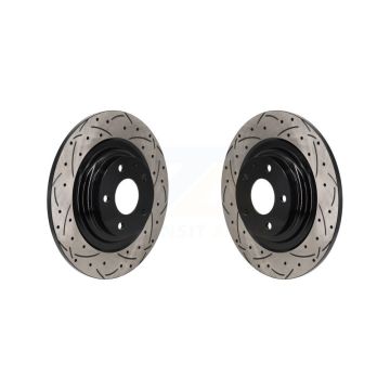 Rear Coated Drilled Slotted Disc Brake Rotors Pair For 2016-2023 Mazda CX-9 KD-100717