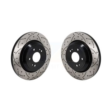 Rear Coated Drilled Slotted Disc Brake Rotors Pair For Genesis G70 Kia Stinger G80 KD-100718