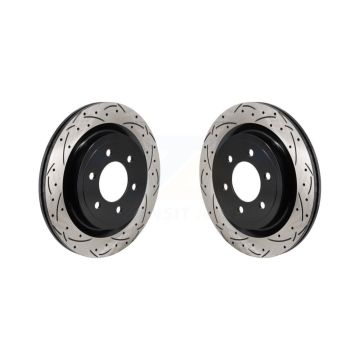Rear Coated Drilled Slotted Disc Brake Rotors Pair For Ford F-150 Lightning KD-100732