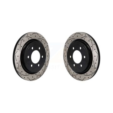 Rear Coated Drilled Slot Disc Brake Rotor Pair For Ford F-150 Expedition Lincoln Navigator KD-100733