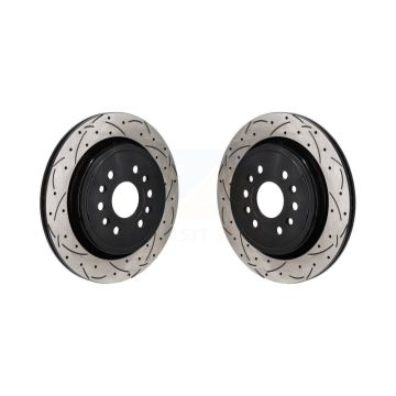 Rear Coated Drilled Slotted Disc Brake Rotors Pair For Ram 1500 Jeep Wagoneer Grand L KD-100734
