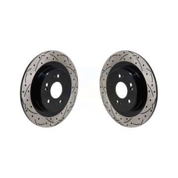 Rear Coated Drilled Slotted Disc Brake Rotors Pair For 2021-2023 Acura TLX KD-100736