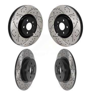 Front Rear Coated Drilled Slotted Disc Brake Rotors Kit For Land Rover Range Evoque KD-100742