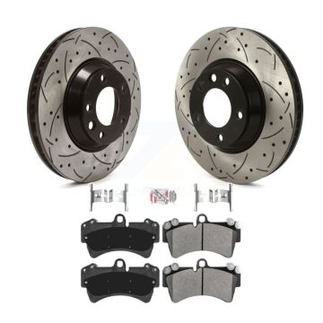Front Drill Slot Brake Rotor Semi-Metallic Pad Kit For Audi Q7 Porsche Cayenne Volkswagen KDA-100002