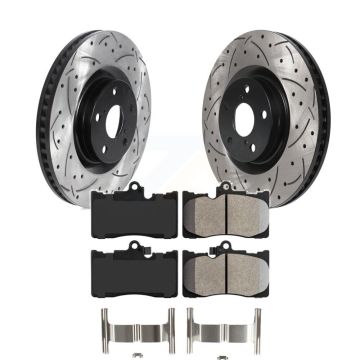 Front Drill Slot Disc Brake Rotor Semi-Metallic Pad Kit For Lexus IS300 IS350 GS350 RC350 KDA-100004