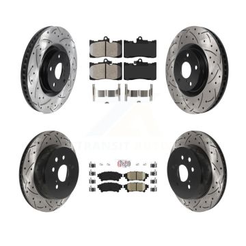 Front Semi-Metallic Rear Ceramic Pad & Drilled Slot Brake Rotor Kit (6Pc) For Lexus IS300 KDA-100005