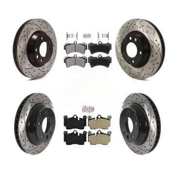 Front Rear Semi-Metallic Pad Drill Slot Disc Brake Rotor Kit (6Pc) For Audi Q7 Volkswagen KDA-100007