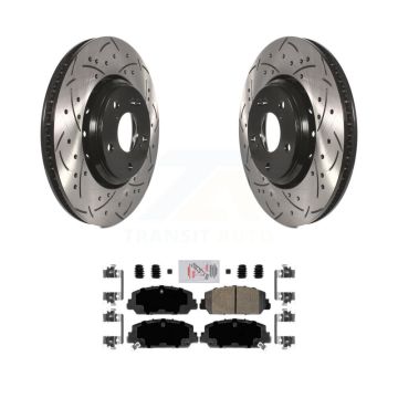 Front Coated Drilled Slotted Disc Brake Rotors And Ceramic Pad Kit For Honda Civic Accord KDA-100012
