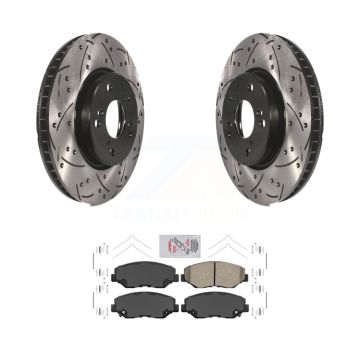 Front Drill Slot Brake Rotors Ceramic Pad Kit For Honda Civic EX with Manual transmission KDA-100032