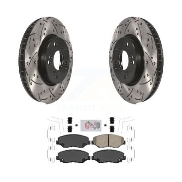 Front Drill Slot Brake Rotors Ceramic Pad Kit For Honda Civic EX with Manual transmission KDA-100033
