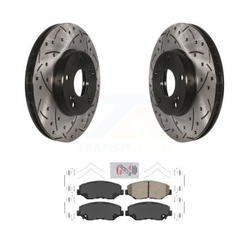 Front Coated Drilled Slotted Disc Brake Rotors And Ceramic Pads Kit For Honda Civic CR-Z KDA-100036