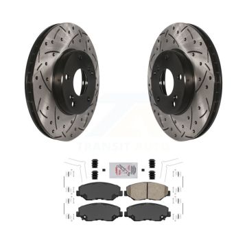 Front Coated Drilled Slotted Disc Brake Rotors And Ceramic Pads Kit For Honda Civic CR-Z KDA-100037