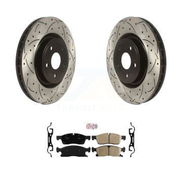 Front Coated Drilled Slotted Disc Brake Rotors And Ceramic Pads Kit For Dodge Durango KDA-100073