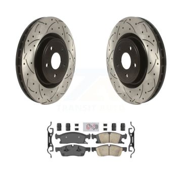 Front Coated Drilled Slotted Disc Brake Rotors And Ceramic Pads Kit For Dodge Durango KDA-100075