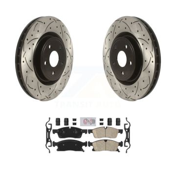 Front Coated Drilled Slotted Disc Brake Rotors And Ceramic Pads Kit For Dodge Durango KDA-100078
