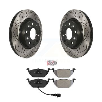 Front Coated Drilled Slotted Disc Brake Rotors Semi-Metallic Pad Kit For Volkswagen Jetta KDA-100082