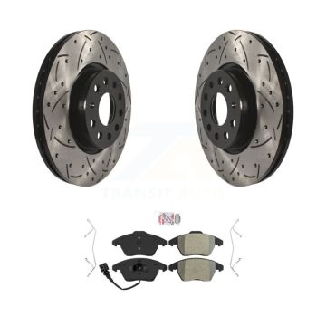 Front Drilled Slot Brake Rotor Semi-Metallic Pad Kit For Volkswagen Jetta Beetle Audi GTI KDA-100087