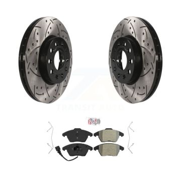 Front Drill Slot Brake Rotors Semi-Metallic Pad Kit For Volkswagen Jetta Golf Beetle Audi KDA-100089