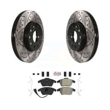 Front Drill Slot Brake Rotors Semi-Metallic Pad Kit For Volkswagen Jetta Golf Beetle Audi KDA-100090