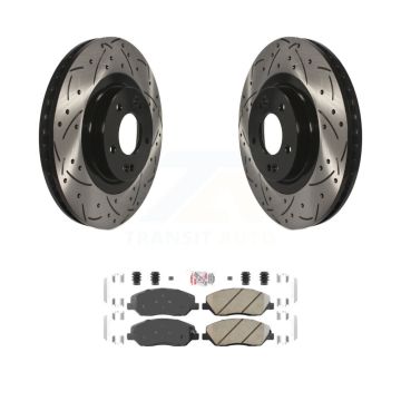 Front Drill Slot Disc Brake Rotors Ceramic Pad Kit For 2013-2016 Hyundai Santa Fe XL 3.3L KDA-100091