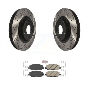 Front Drill Slot Disc Brake Rotors Ceramic Pad Kit For 2013-2016 Hyundai Santa Fe XL 3.3L KDA-100092