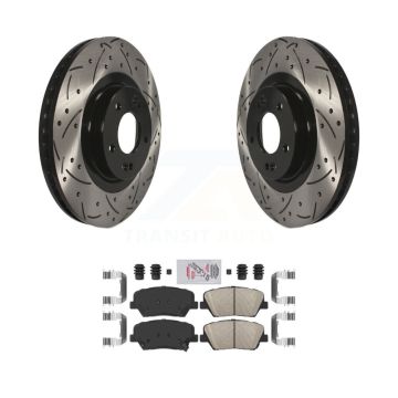 Front Drill Slot Disc Brake Rotors Ceramic Pad Kit For Hyundai Santa Fe Sport Kia Sorento KDA-100094