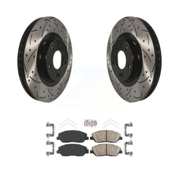 Front Coated Drilled Slotted Disc Brake Rotor And Ceramic Pad Kit For Hyundai Santa Fe XL KDA-100096